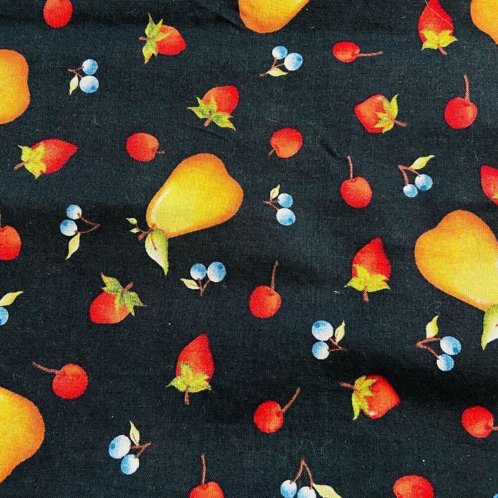 #4364 Black Kitchen curtains with pears 40 in x 32 in